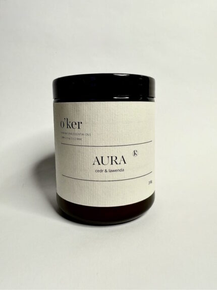 Świeca sojowo - kokosowa AURA - cedr, lawenda - naturalna świeca zapachowa 200g